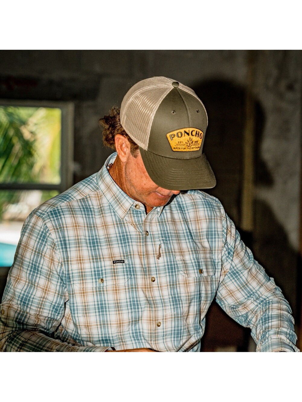 Poncho Outdoors Moss Agave Patch Mesh-Back Truckers Hat Cap Men's One Size